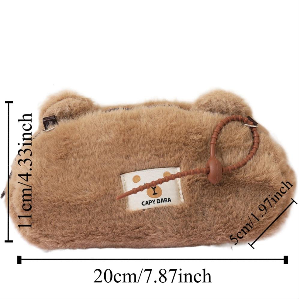 Zipper Capybara Pencil Case Cartoon Stationery Bag Portable Plush Animal Pen Bag  Student