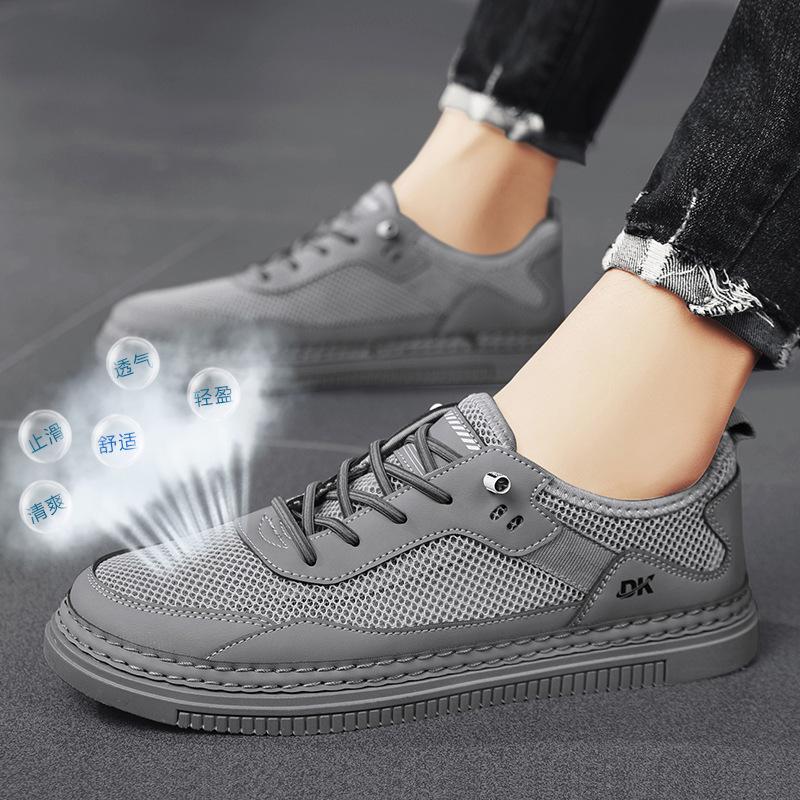 Модные летние мужские дышащие сетчатые туфли на плоской подошве, модные кроссовки для бега на мягкой подошве, мужские повседневные удобные открытые спортивные туфли