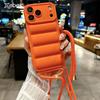 Мягкий пуховик Чехол-шнурок через плечо для iPhone 17 16 15 14 13 12 11 Pro Max Plus Air XR XS Max Длинный ремешок Чехол однотонный