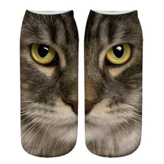 Realistic Cat Face Socks 3D Cat Print Animal Socks Breathable Funny Casual Socks Gag Gifts for Cat Lovers Men Women