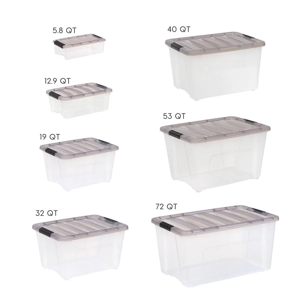 Stackable 5.8 Qt Plastic Storage Bin with Lid Clear Totes Home Office Garage Organization Durable Storage Containers with Secure