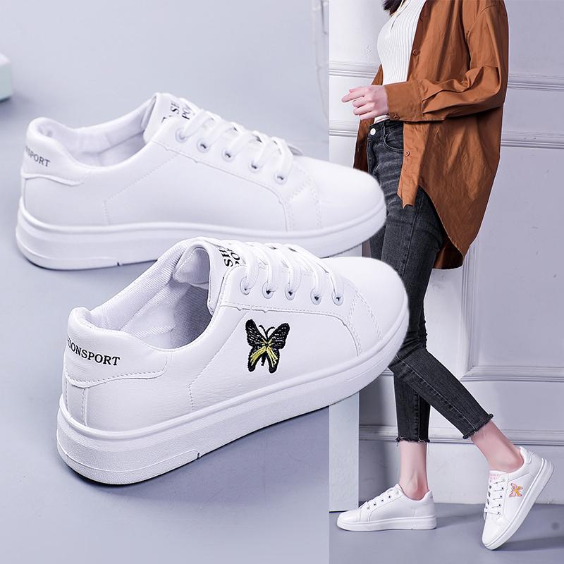 2024 Женские Беговые Весенне-Осенние Модные Белые Дышащие Вышитые Цветами Кроссовки на Шнуровке Повседневные Zapatos De Mujer