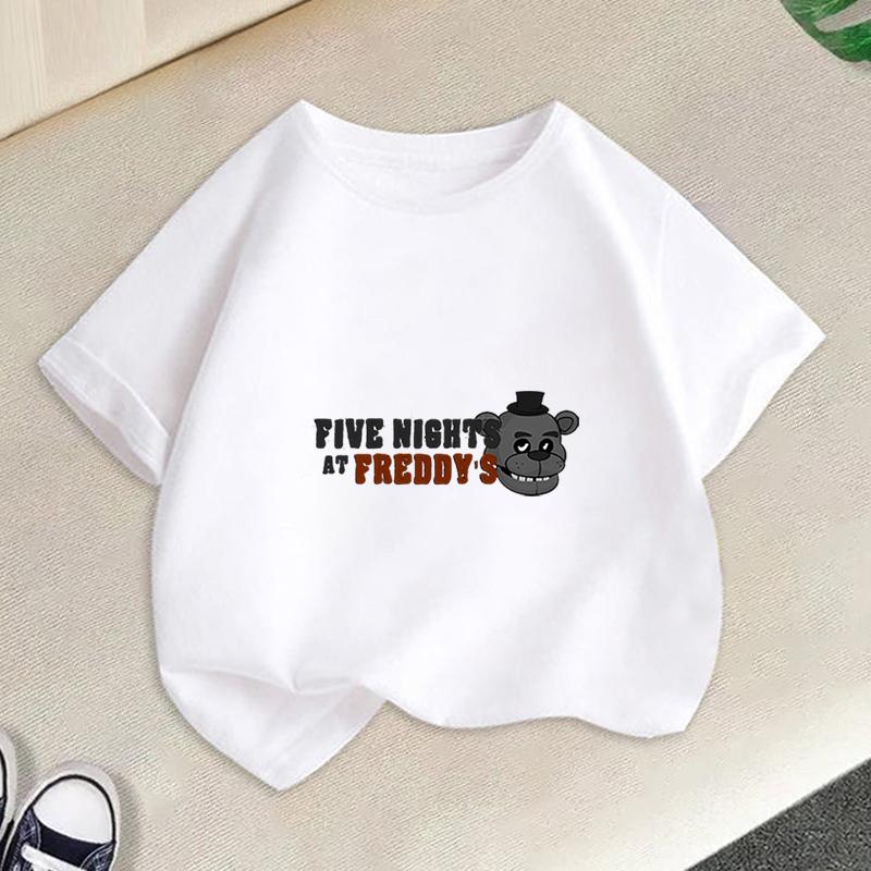 Детская футболка Five Nights Freddys с мультяшным принтом, топ для мальчика с коротким рукавом, одежда FNAFs для девочки, летняя дышащая, подарки на день рождения для малыша