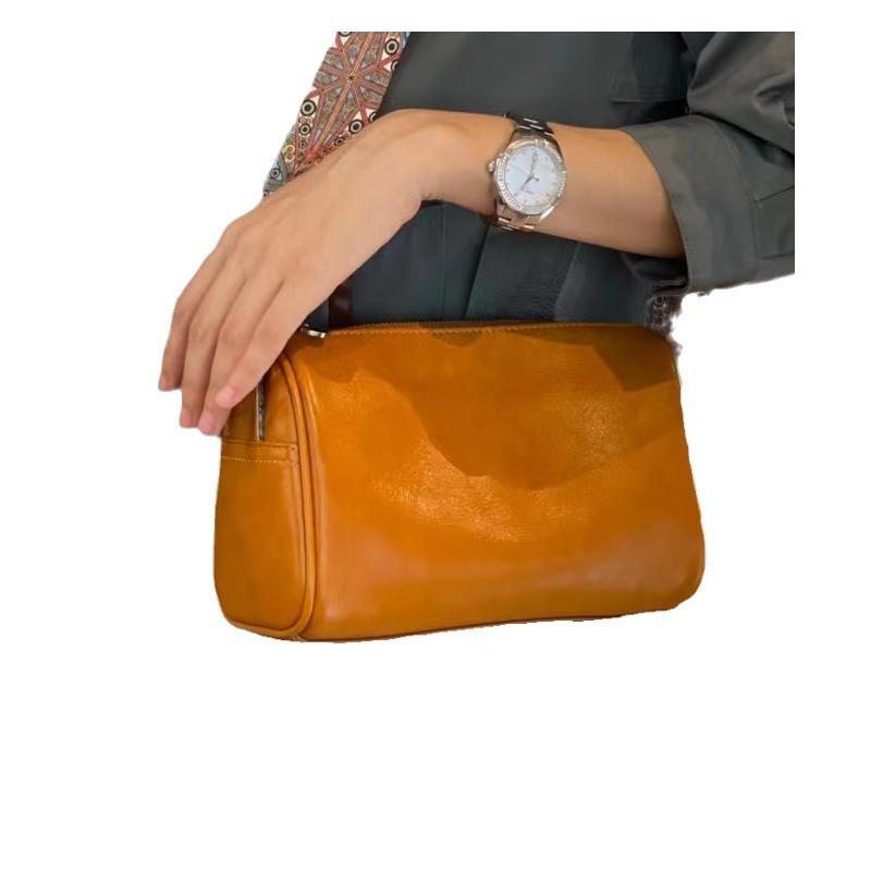 Genuine Leather Women Bag Vegetable Tanned Cow Leather Crossbody Bag Atmospheric Retro Bag