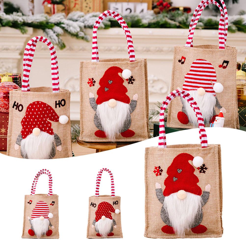For Holiday Presents Christmas Burlap Tote Children's Tote Bag Christmas Holiday Season Latest Model Manual Measurement