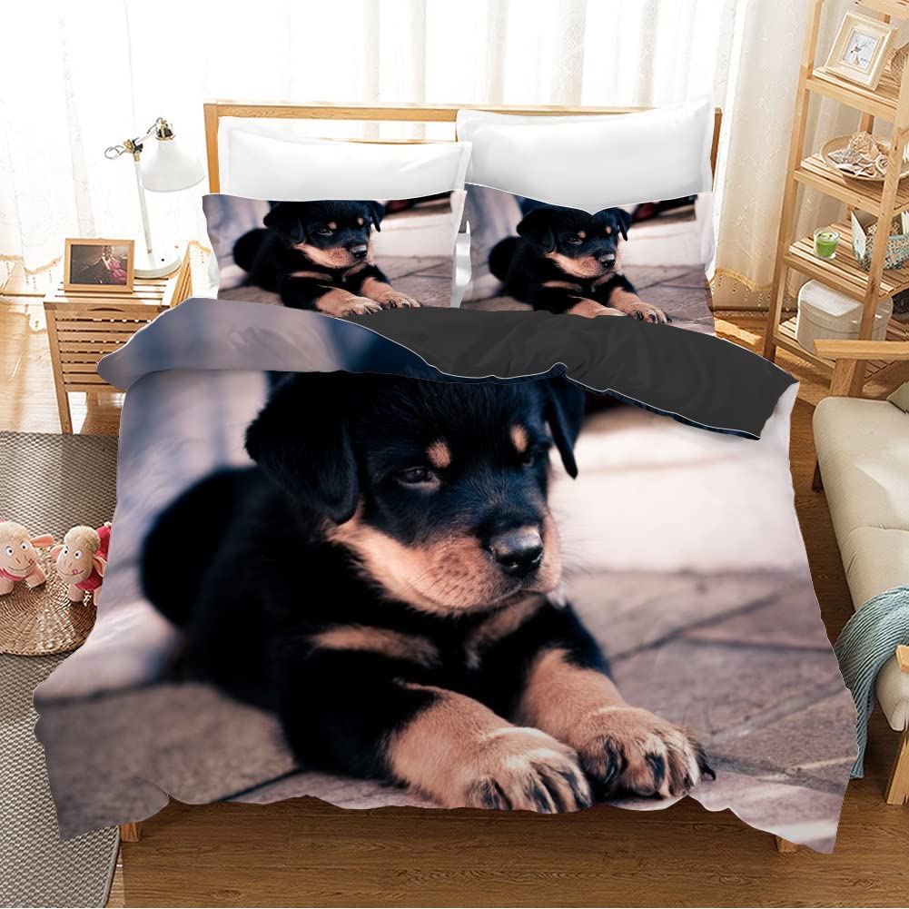 Пододеяльник Rottweiler Twin Black Rottweiler Twin Постельное белье Animal theme для любителей собак Полиэстер Double Queen King Пододеяльник
