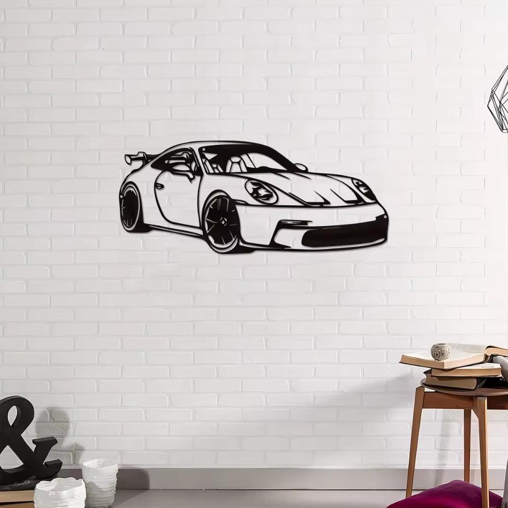 Металлическое настенное искусство 911, силуэт автомобиля спереди, настенное искусство из металла, идеально подходит для декора металлических стен и подарка для любителей и энтузиастов автомобилей