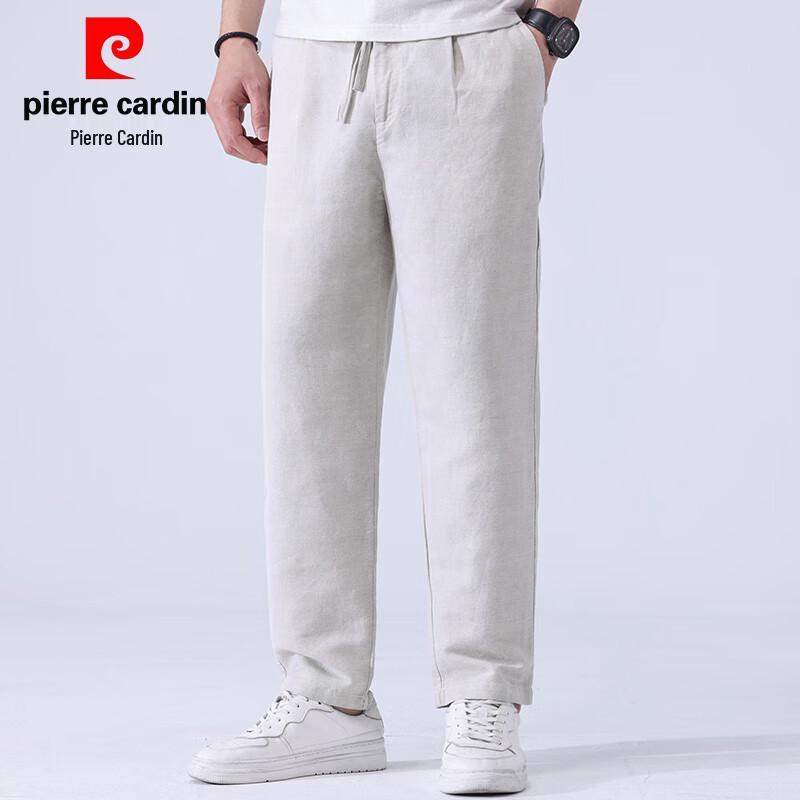 Pierre Cardin Men's Linen Blend Straight-Leg Casual Pants