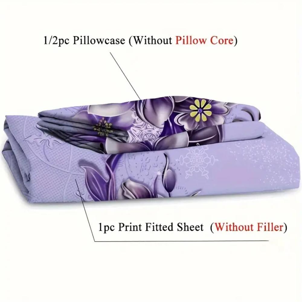 Элегантный комплект простыней на резинке с цветочным узором из лепестков бабочек - 100% полиэстер, мягкий, дышащий, гипоаллергенный и устойчивый к сминанию