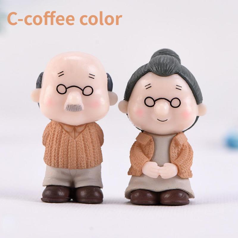 Mini Couple Figures Grandma Grandpa Sweety Lovers Old Couple Ornament for Fairy Garden Figurines Miniature Home Decoration