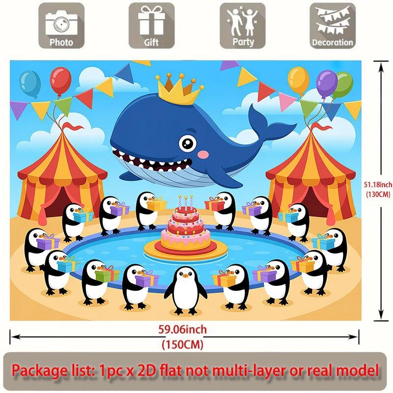 Party Backdrop Flat Whimsical Underwater Penguins Whale Events Wedding Coming Ceremony Celebration Photo Booth Front Door Decor