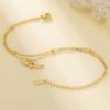 Teamer Heart Wing Charm Bracelet Stainless Steel Gold Color Adjustable Double Layer Beads Chain For Women Girls Trendy Jewelry