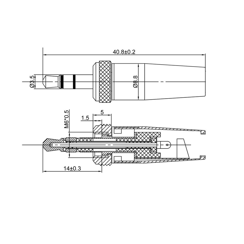 Беспроводной стереоразъем 1/8" TRS In 1PC 3.5mm 41x8mm