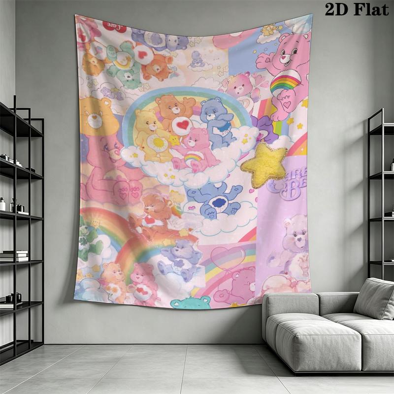 Care Bears Wall Tapestry Aesthetic Wall Hanging Printed Fabric Blanket Decorative Tapestries for Bedroom Living Room Home Decor