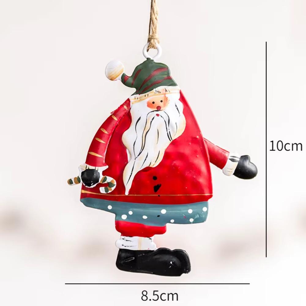 2023 Christmas Bells Iron Pendant Santa Claus Vintage Iron Painted Ornaments XMAS Home Decoration Christmas Tree Decoration