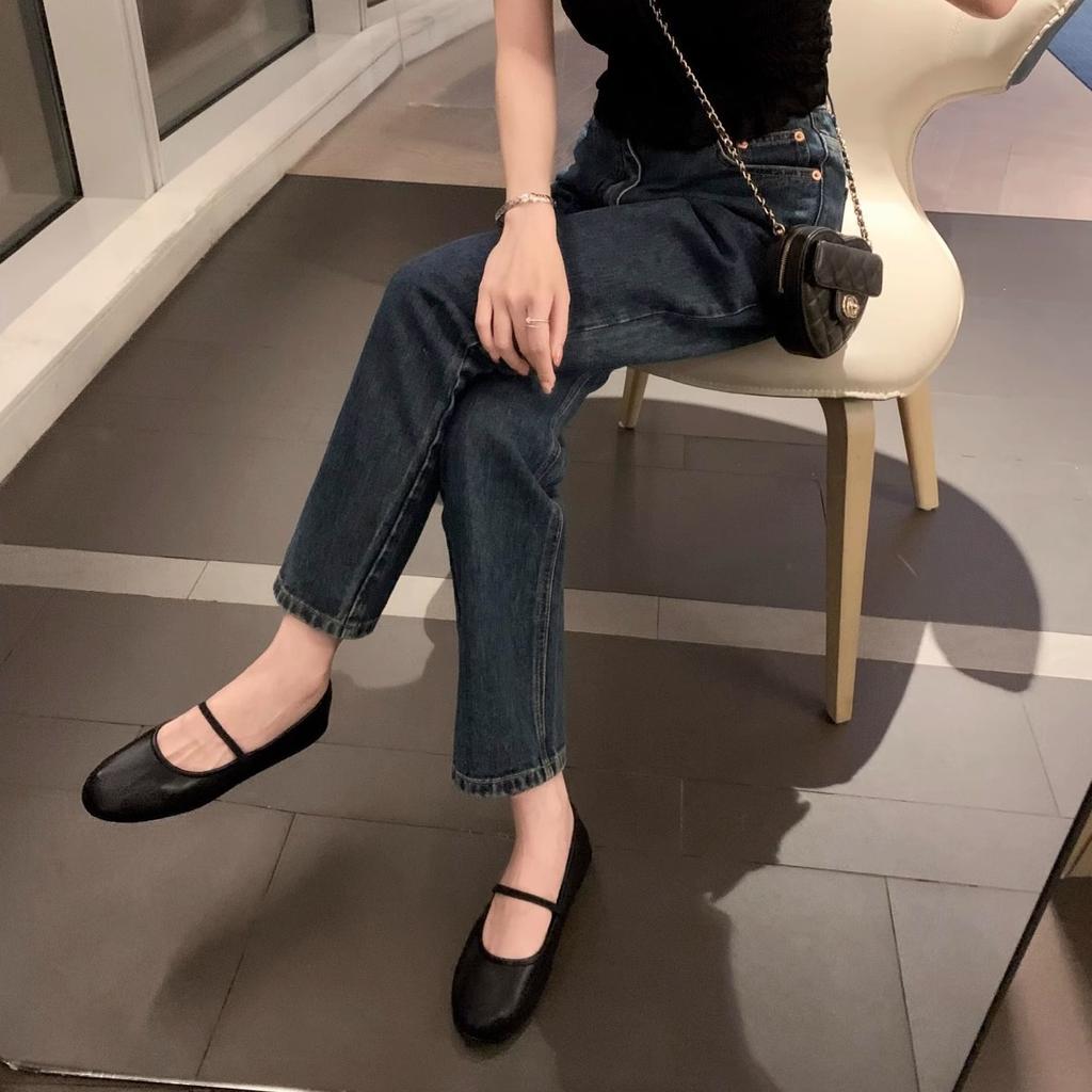 [Shei Su Yinyin] Waxy Jiji~ the Ro * Shallow Mouth Flat Bottom Mary Jane Ballet Single Shoes Women's Grandma Shoes