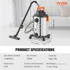Wet/Dry Shop Vacuum Vac 30L 6 Peak HP w/ Nozzle Stainless Steel Silver