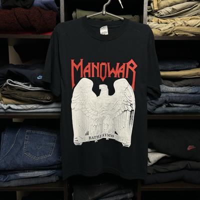 Vintage Manowar Big Graphic Logo Battle Hymns 2000’s Anvil Tee Size S Unisex T-Shirt