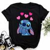 Disney Lilo Stitch Cute Cartoon Print Women T-Shirt Summer Streetwear Short Sleeve T Shirt Fashion Casual Female Clothes Tops