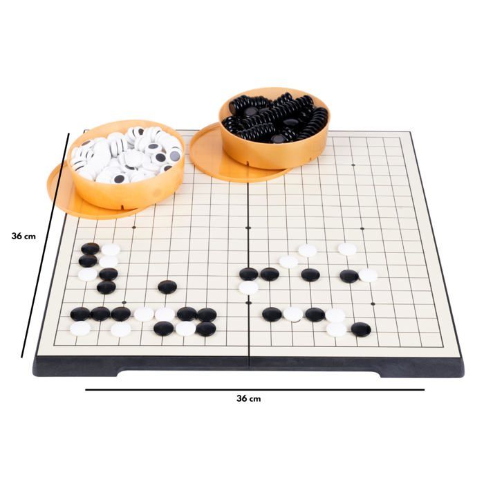 Jeu de Go magnétique - ENGELHART - Goban pliable 19x19 36x36 cm - 361 pierres magnétiques - Rangement intégré - Format voyage