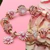 100% S925 Sterling Silver Pendant Sparkling Snowflake Rose Daisy Flower Bee Clip Charm Bead Fit Original  Bracelet Jewelry