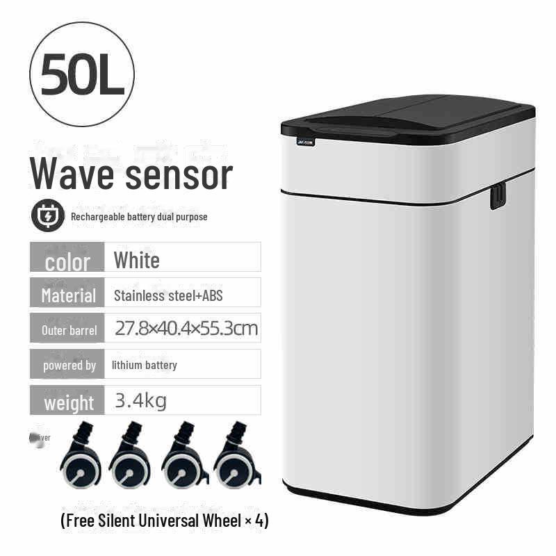 Jieanhui Smart Induction Trash Box с крышкой для ванной комнаты, кухни и гостиной - Автоматическая упаковка
