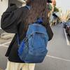 Solid Color Women Denim Backpack College Style Student Backpack Men Travel Bag