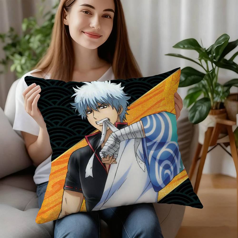 Аниме GinTama Наволочка Плюшевая Ткань Мягкая Наволочка Двусторонняя Печать Наволочка Подушка Бытовые Подарки