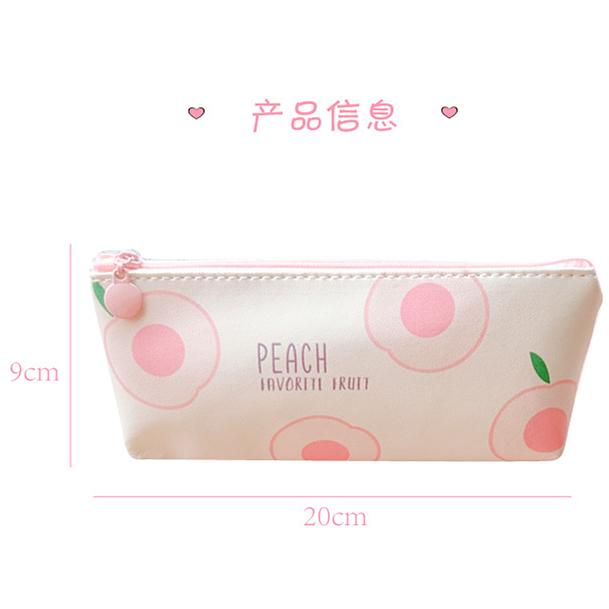 Холщовый пенал на молнии с милым рисунком персиков