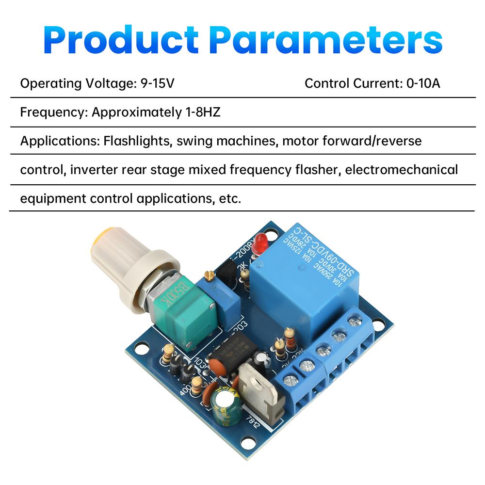 Switch Relay 10A Frequency Mixed Flasher Flashlight Swing Machine Motor Forward and Reverse Rotation Adjustable Duty Cycle