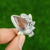 925 Silver Sunstone Stone Cescent Moon Boho Statement Sacral Chakra Ring Jewelry