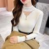 Turtleneck Hollow-out Lace Trim Knitwear Long Sleeve Spring Autumn Versatile Fashion Outer Wear Base Layer Top