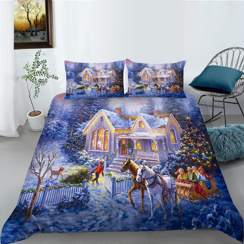 Christmas Bedding Set Christmas Luxury Duvet and Pillow Case 2 Pieces/3 Pieces AU240 * 270 Extra Large Home Bedding Set