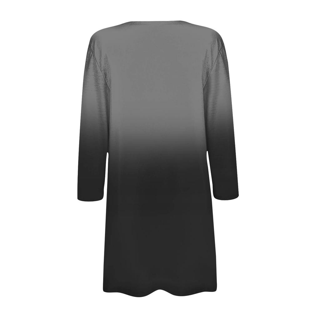 Женский модный свободный повседневный кардиган с принтом и карманами, куртка с рукавом семь восьмых, топ