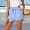 Women Shorts High Waist Adjustable Drawstring Summer Shorts with Pockets Solid Color Loose Fit