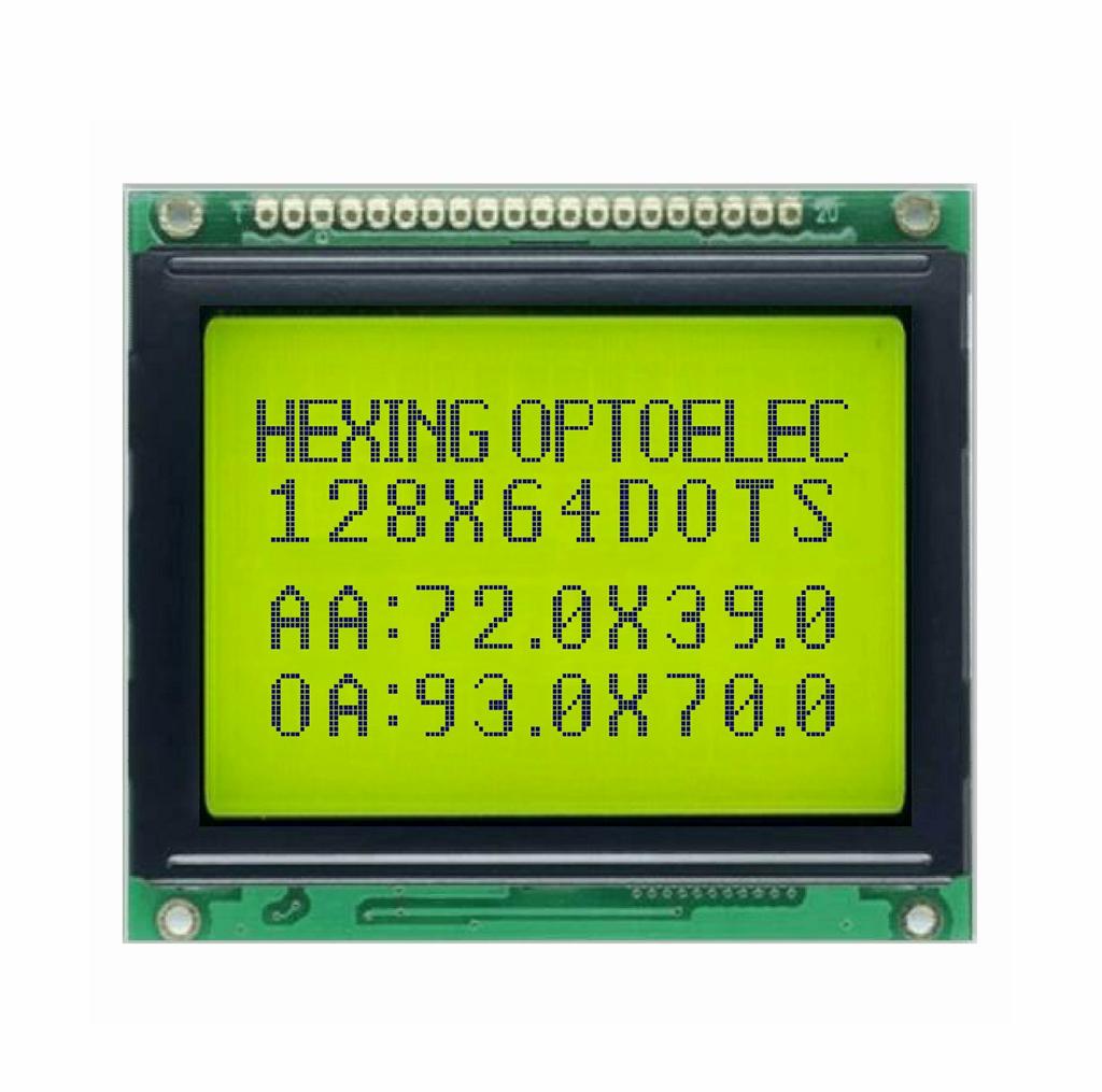 China Factory Production 128x64 Cob Resolution Backlit LCD Display Module LCM LCD12864 with Yellow Green Mode 5V