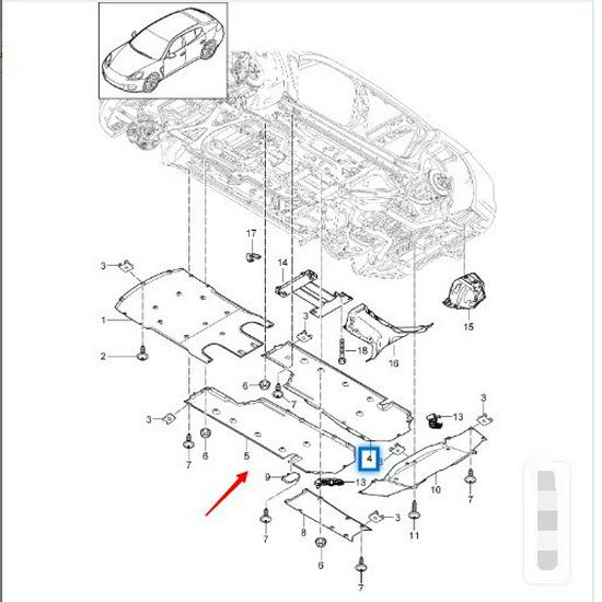 Защита днища для Porsche Panamera 2010-2016 (97050412122/97050412212)