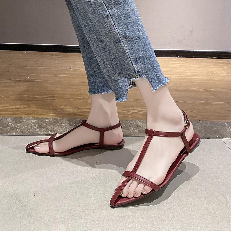 Мода 2025 Лето Новый Стиль Пряжка Модные Сандалии-стринги для Женщин Повседневные Трендовые Удобные Низкий Каблук Сандалии Женские Каблуки Женские