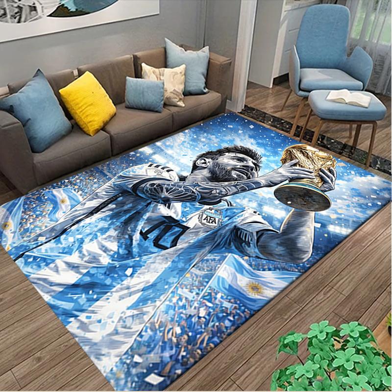1pc Area Rug Appropriate for Office, Football Star Messi Carpet, Versatile Printed Chair Rug, Durable Home Sofa Carpet