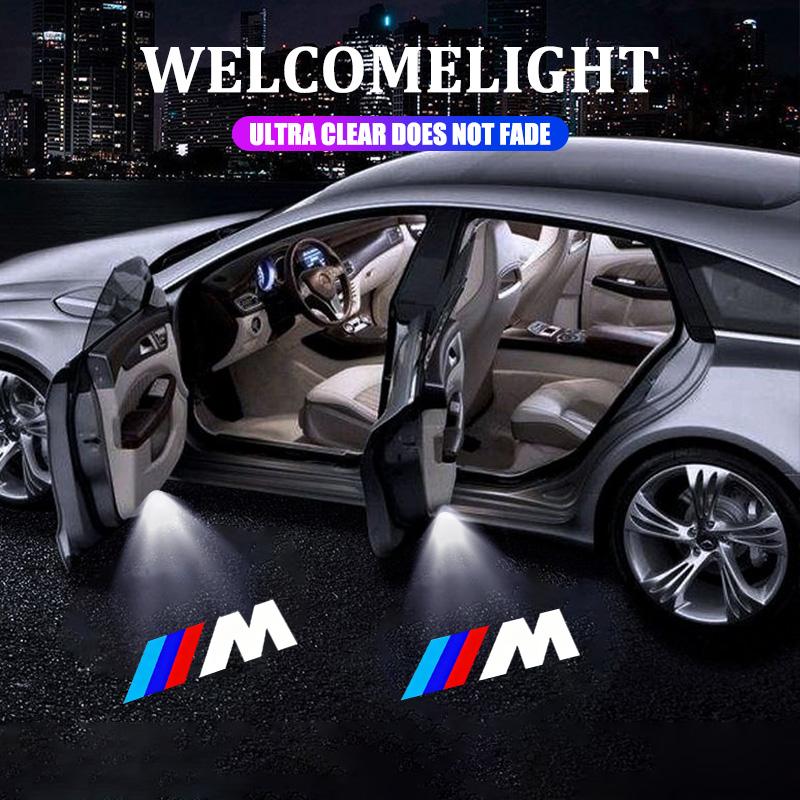 BBJT8 For BMW M Emblem F10 F20 F30 X1 F31 F49 E62 F40 F15 F25 F26 E83 E84 2Pcs Car Door Welcome Lights HD Projection Lamps Accessories