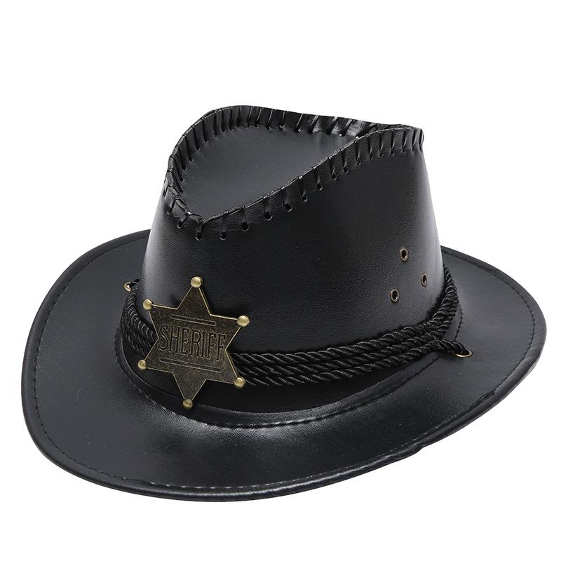 Sun Hat Men's Summer Outdoor Western Cowboy Hat Sun Hat Fishing Hat Big Eaves Beach Leather Hat