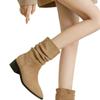 Winter High Quality Women's Boots Fashion Solid Color Round Toe Medium Heel Sleeve Versatile Women's Short Boots