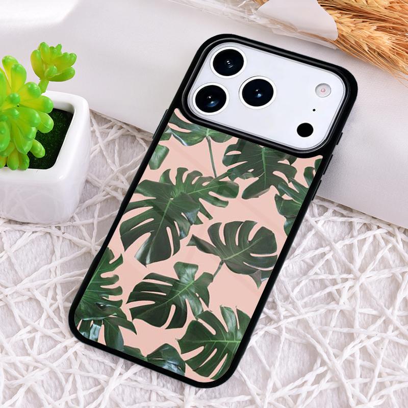 Green Monstera Leaf soft Phone Case for iPhone 17 Air 16 15 11 12 14 13 Pro Max Shockproof Cover
