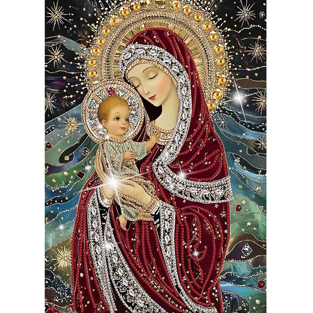 Virgin Mary Partial DIY 5D Special Shaped Drill Diamond Painting Kit for Adults/Beginners Gift Idea Home Decor 30x40cm