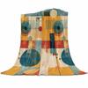 Abstract color block design digital-printed polyester Bedroom velvet flannel cover blanket Fleece soft cover blankets for beds