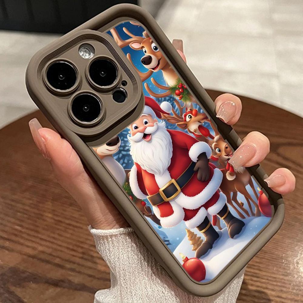 Чехлы для телефонов Ae119 Merry Christmas Santa art design для iPhone 16 14 13 11 Pro Max 15 7 8 6 Plus 12 mini XR XS Max SE Angel Eye Ladder Protective Cover