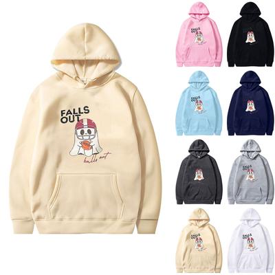 Женская однотонная толстовка с капюшоном с длинным рукавом и принтом на Хэллоуин