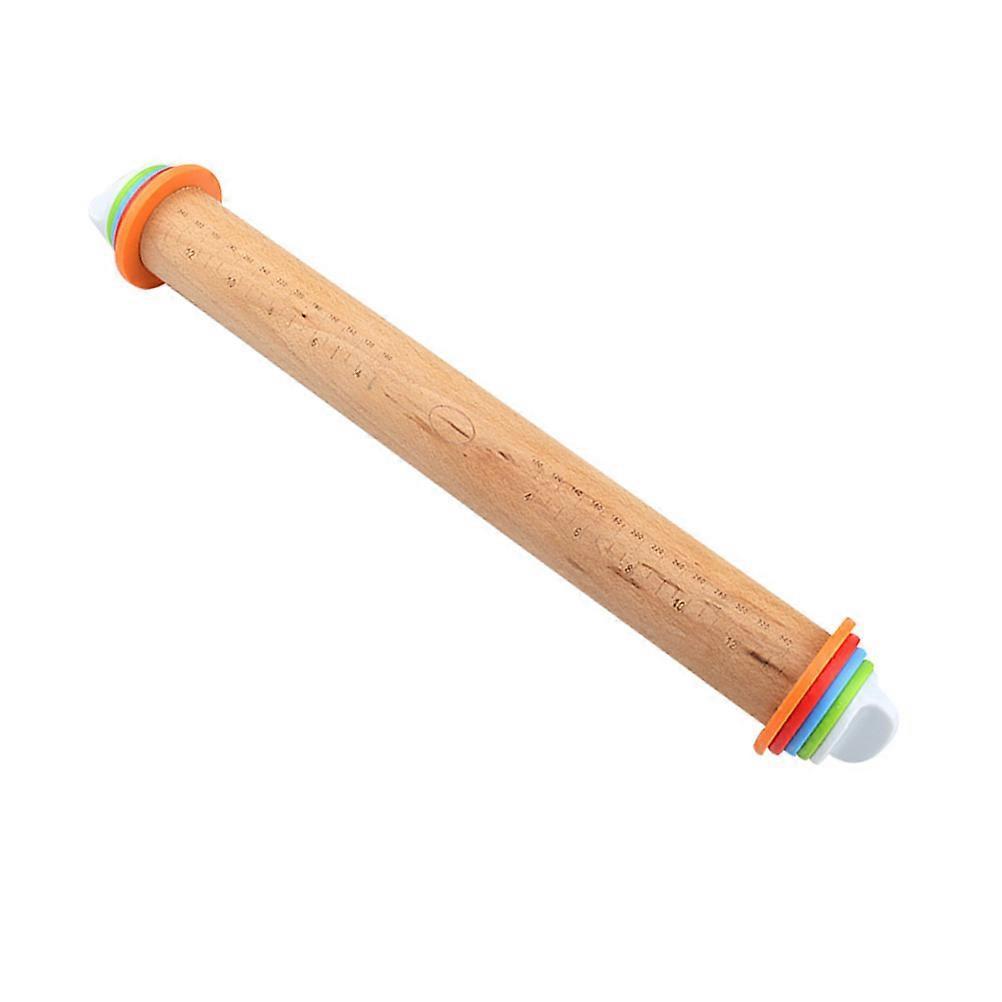 Beech Wood Rolling Pin for Kitchen Use with Adjustable Thickness and Scale
