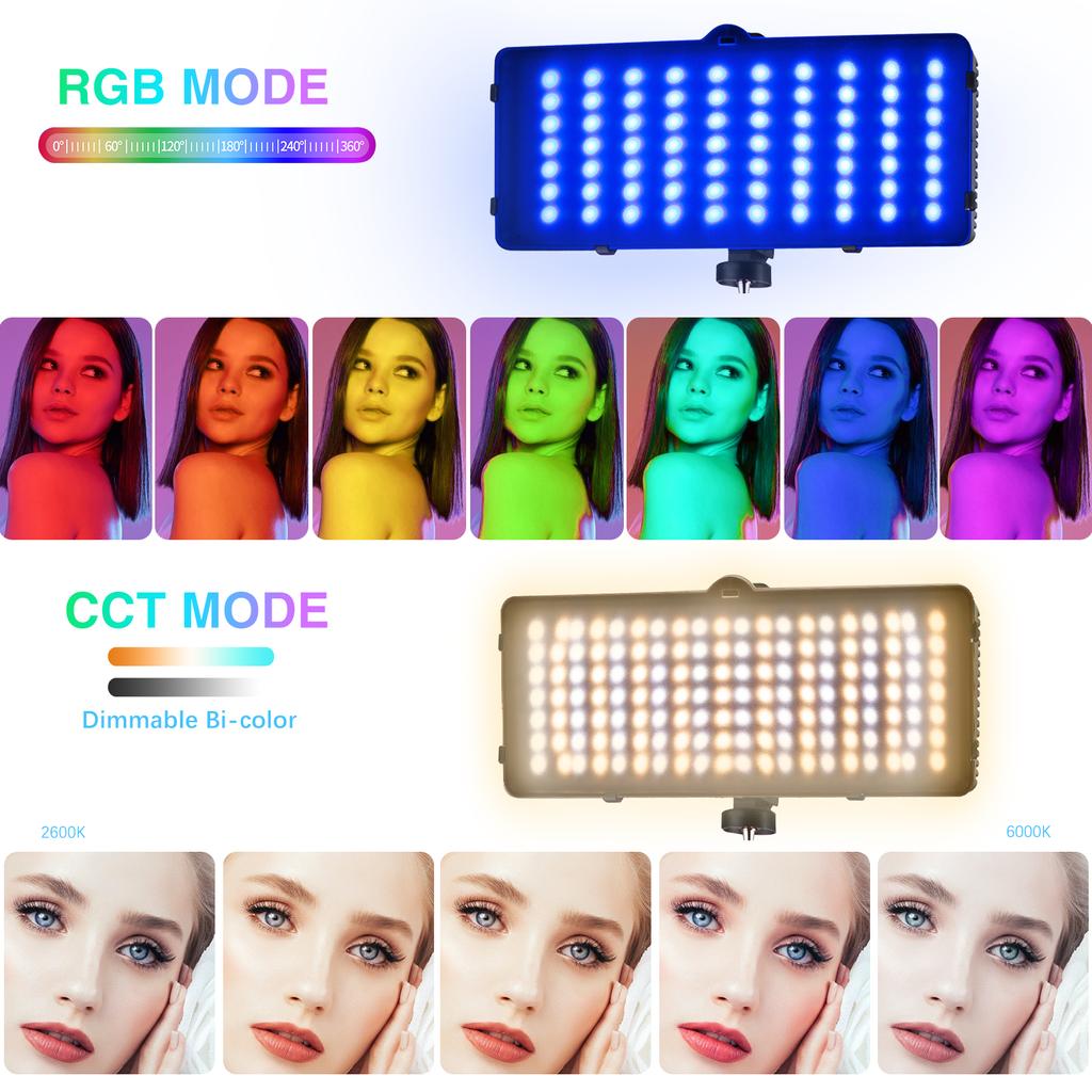 Комплект светодиодной видеолампы Andoer RGB, включающий 2 лампы RGB + 2 подставки длиной 160 см + 2 гибкие подставки