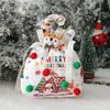 Christmas Gift Bag with Drawstring Reusable Candy Bag for Treats Cookie Goodies Xmas Eve Fruit Storage Bag with Santa Snowman Deer Doll for Xmas Party